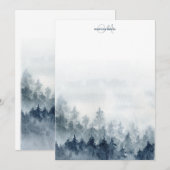 Forest Trees Monogrammed Notitiekaartje (Voorkant / Achterkant)