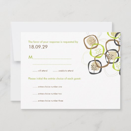 Forest Trees & Rings Wedding (R) RSVP Reply Card (Voorkant)