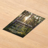 Forest Trees Sunset Celebration of Life Funeral Acryl Uitnodigingen (Laagn)