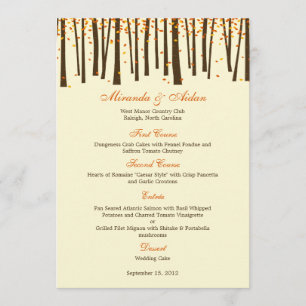 Forest Trees Wedding Menu Kaart - Sinaasappel -