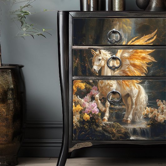 Forest Unicorn Golden Wings Woodland Upcycling Tissuepapier