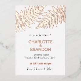 Forest varens buiten bruiloft Roos goud Folie Uitnodiging
