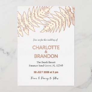 Forest varens buiten bruiloft Roos goud Folie Uitnodiging