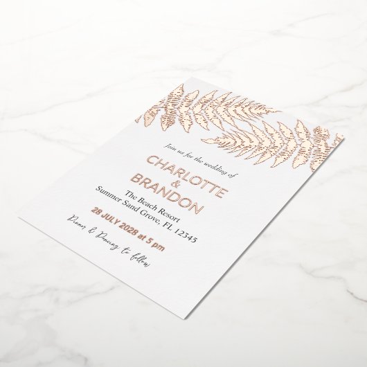 Forest varens buiten bruiloft Roos goud Folie Uitnodiging (Gedraaid)