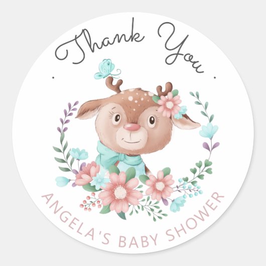 Forest Vrienden baby Herten Baby shower Sticker (Voorkant)