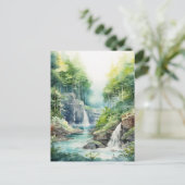 Forest Waterfall Briefkaart (Staand voorkant)