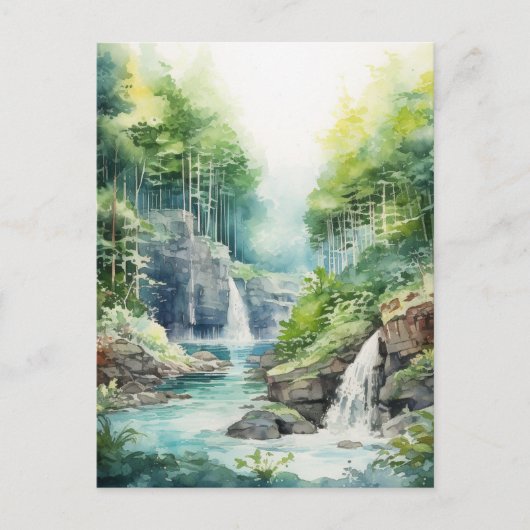 Forest Waterfall Briefkaart (Voorkant)