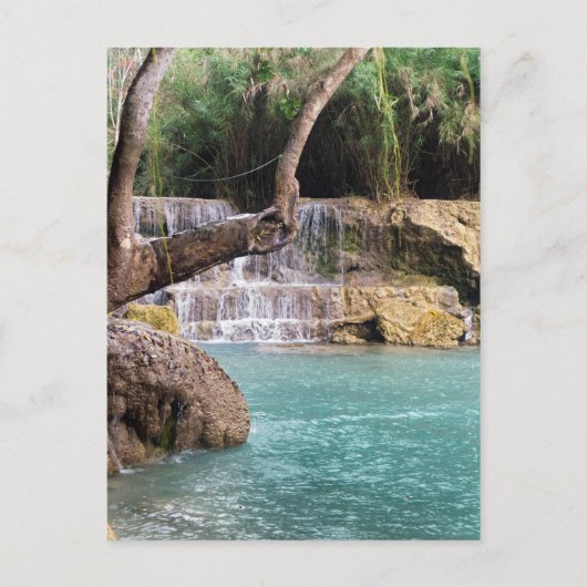 Forest Waterfall & Lagoon, Khoung Si Herfsten, Lao Briefkaart (Voorkant)