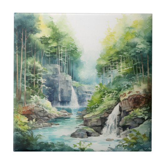 Forest Waterfall Tegeltje (Voorkant)