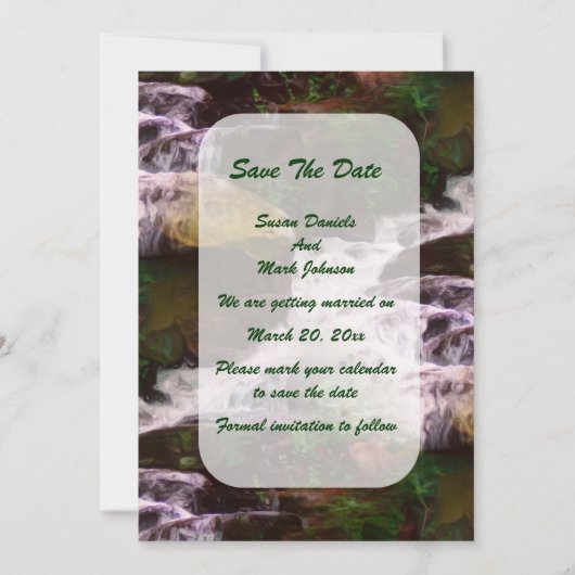 Forest Waterfall Wedding Natuur Save The Date (Voorkant)