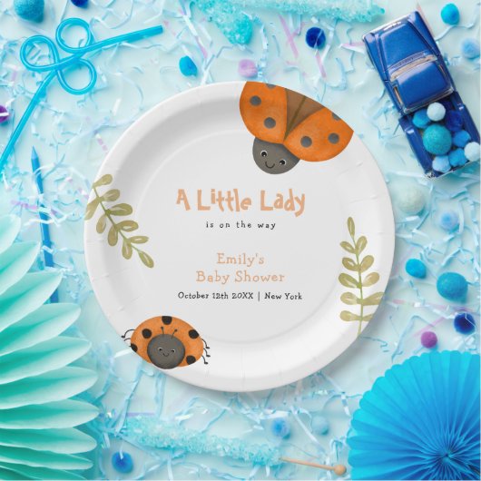 Forest Waterverf Little Ladybug Baby shower Papieren Bordje (Feest)