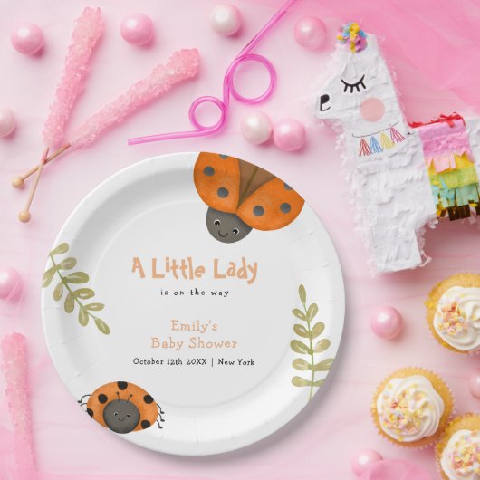 Forest Waterverf Little Ladybug Baby shower Papieren Bordje (Feest)