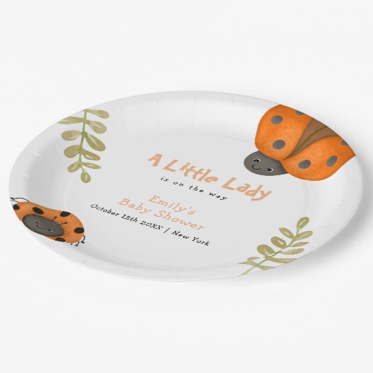 Forest Waterverf Little Ladybug Baby shower Papieren Bordje (Gekanteld)