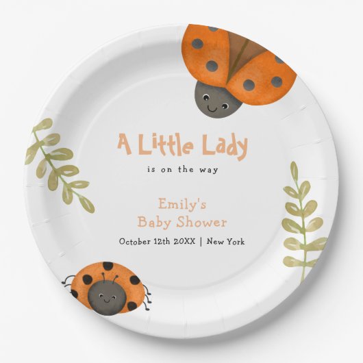 Forest Waterverf Little Ladybug Baby shower Papieren Bordje (Voorkant)