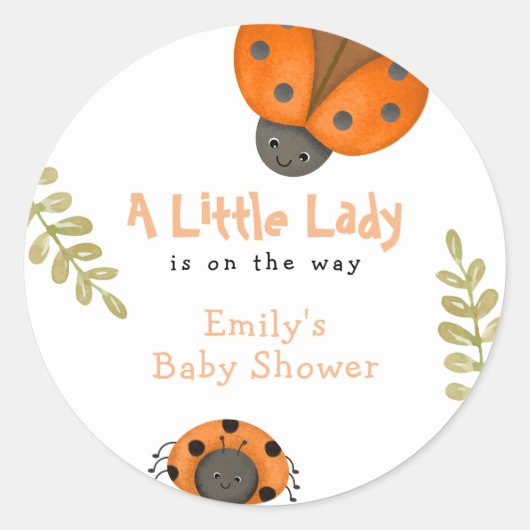 Forest Waterverf Little Ladybug Baby shower Ronde Sticker (Voorkant)