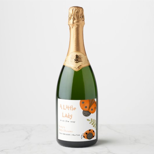 Forest Waterverf Little Ladybug Baby shower Sparkling Wijnetiket (Voorkant)