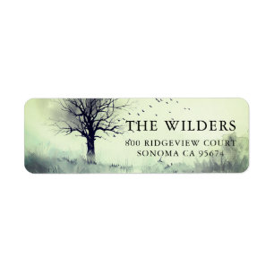 forest Waterverf meadow return address Etiket