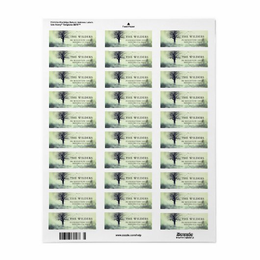 forest Waterverf meadow return address Etiket (Full Sheet)