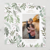 Forest Waterverf Merry-kerstfotokaart Kaart (Voorkant / Achterkant)