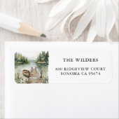 Forest Waterverf Mountain Lake Retouradres Etiket (Insitu)