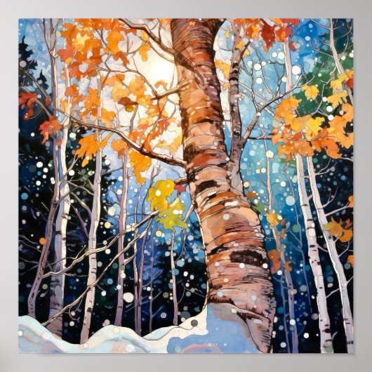 Forest Waterverf Painting Poster (Voorkant)