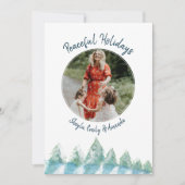 Forest Waterverf Peaceful Winter FotoKerstmis Feestdagenkaart (Voorkant)