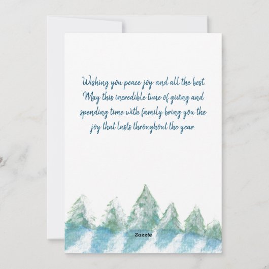 Forest Waterverf Peaceful Winter FotoKerstmis Feestdagenkaart (Achterkant)