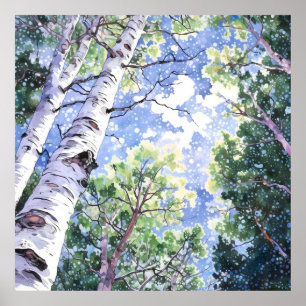 Forest Waterverf schilderij Art Print