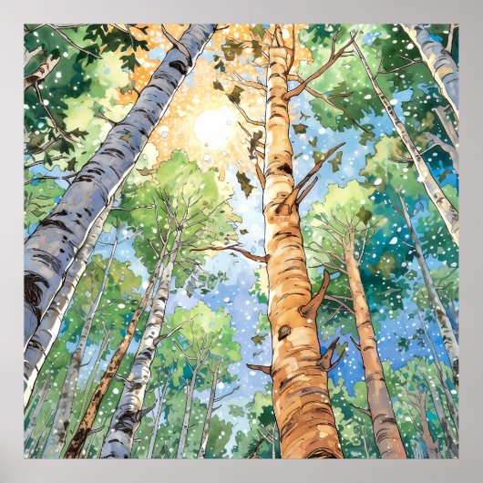 Forest Waterverf schilderij Art Print (Voorkant)