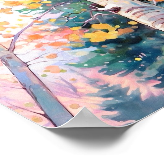 Forest Waterverf schilderij Art Print (Hoek)