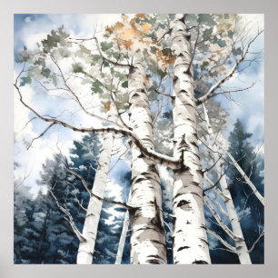 Forest Waterverf schilderij Art Print