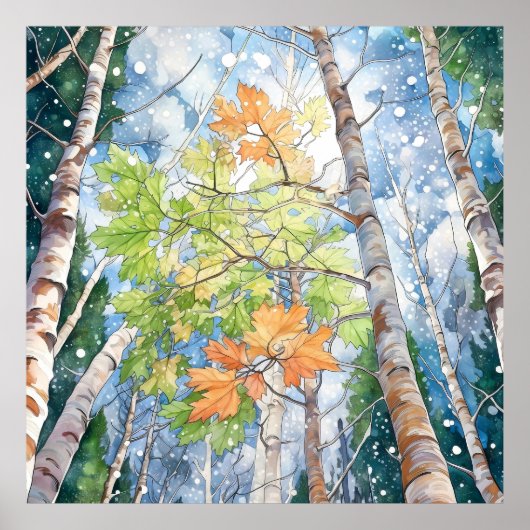 Forest Waterverf schilderij Art Print (Voorkant)