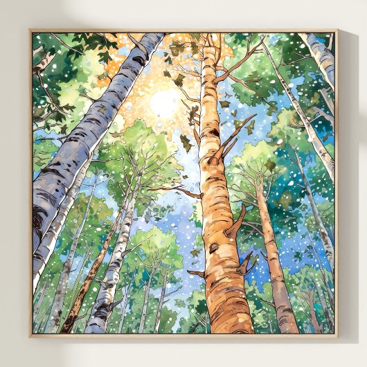 Forest Waterverf schilderij Art Print