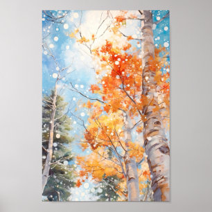 Forest Waterverf schilderij Art Print