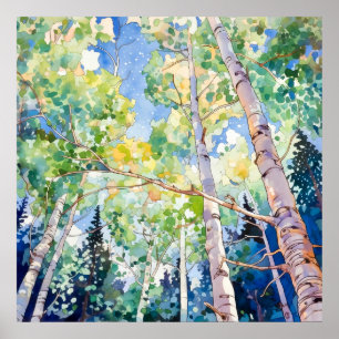 Forest Waterverf schilderij Art Print