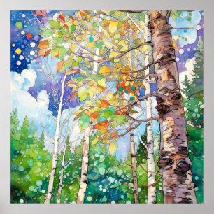 Forest Waterverf schilderij Art Print