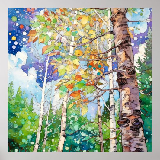 Forest Waterverf schilderij Art Print (Voorkant)