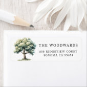 Forest Waterverf Woodland Tree Retouradres Etiket (Insitu)