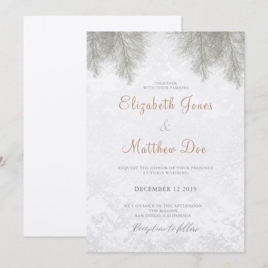 Forest Wedding Een Winter Wedding Rustieke Uitnodi Kaart (Voorkant / Achterkant)