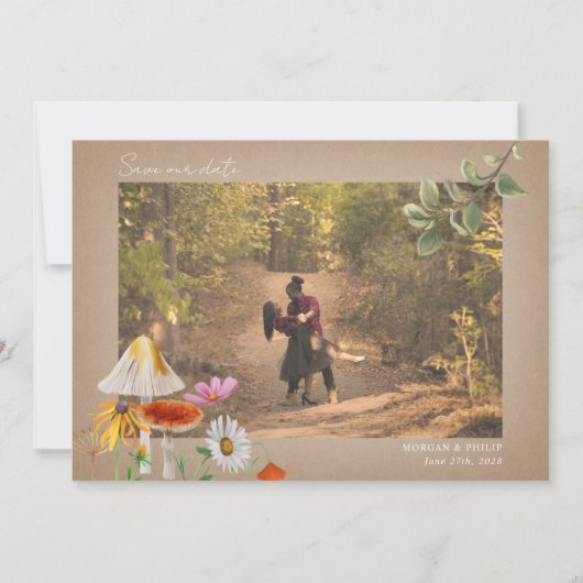 Forest Wedding Photo Cardstock bewaart de datum Save The Date (Voorkant)