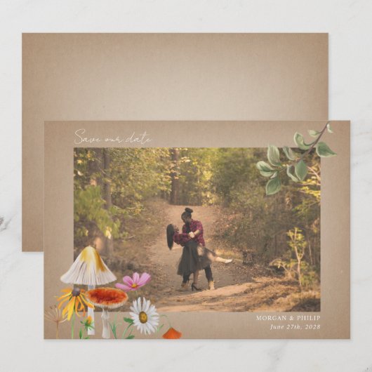 Forest Wedding Photo Cardstock bewaart de datum Save The Date (Voorkant / Achterkant)