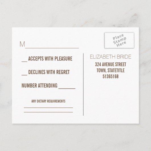 Forest Wedding RSVP Uitnodiging Briefkaart (Achterkant)