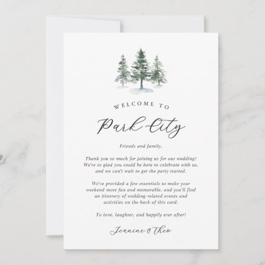 Forest Wedding Welcome Letter & Itinerary Card (Voorkant)
