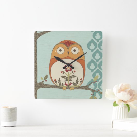 Forest Whimsy II Vierkante Klok (Huis)