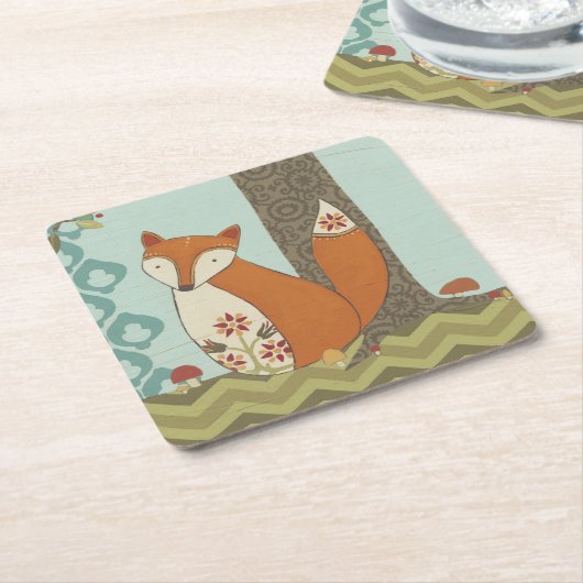 Forest Whimsy IV Kartonnen Onderzetters (Schuin)