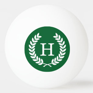 Forest White Wheat Laurel WreatInitiaal Monogram Pingpongbal