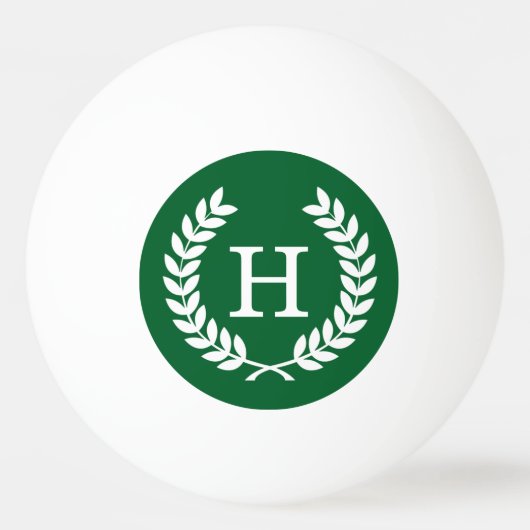 Forest White Wheat Laurel WreatInitiaal Monogram Pingpongbal (Voorkant)