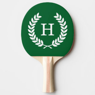 Forest White Wheat Laurel WreatInitiaal Monogram Tafeltennisbatje
