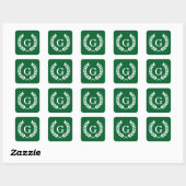 Forest White Wheat Laurel WreatInitiaal Monogram Vierkante Sticker (Vel)