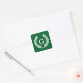 Forest White Wheat Laurel WreatInitiaal Monogram Vierkante Sticker (Envelop)